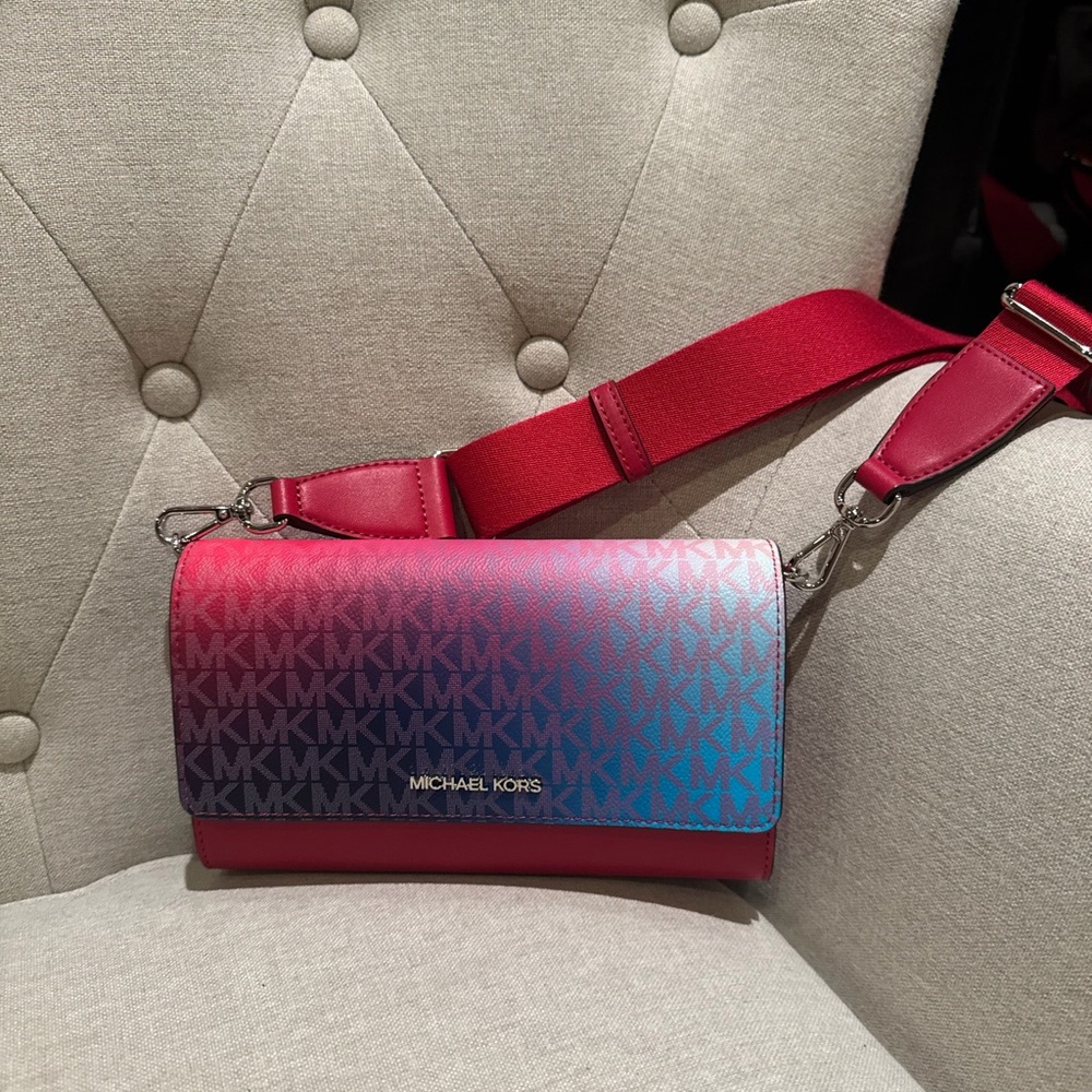 Michael Kors Red and Blue Crossbody Bag